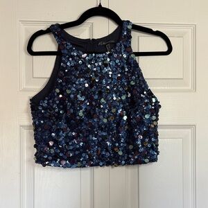 Adrianna Papell Midnight Sequin Crop Top size 10